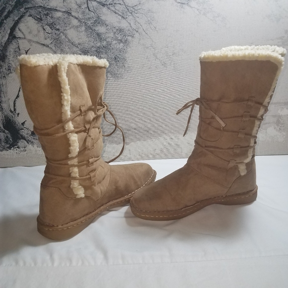 Airwalk Sherpa Lace Wrap Faux Suede Boots Women Sz 9 - Picture 4 of 7